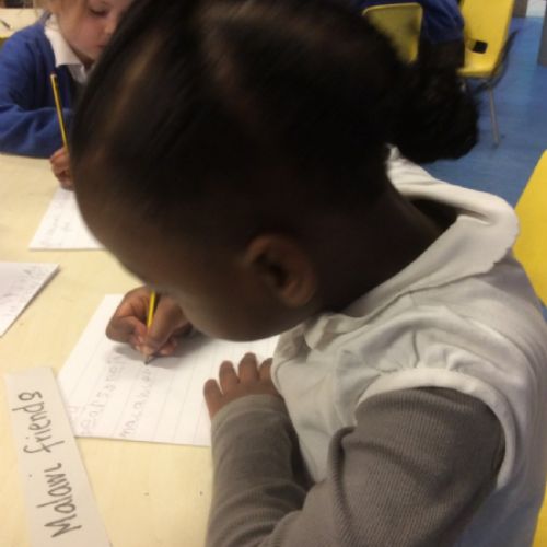 Writing to children in Malawi