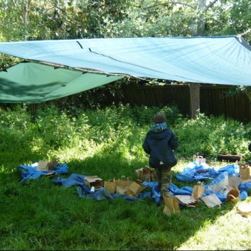 Our rain shelter turned into a sun shelter!