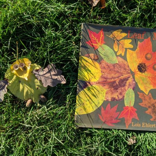 Making leaf pictures with Reception based on the book 'Leaf Man'